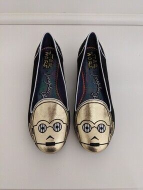 NWOB! Irregular Choice Star Wars C3PO Suede Flat Loafer Shoes Size 8
